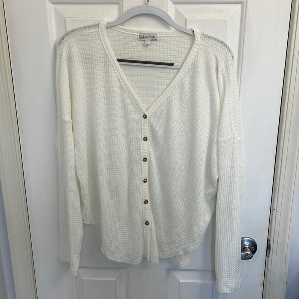 White long sleeve PJ salvage shirt size large NWT
